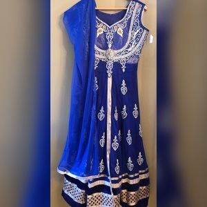 Beautiful Blue Desi/Indian Anarkali Suit